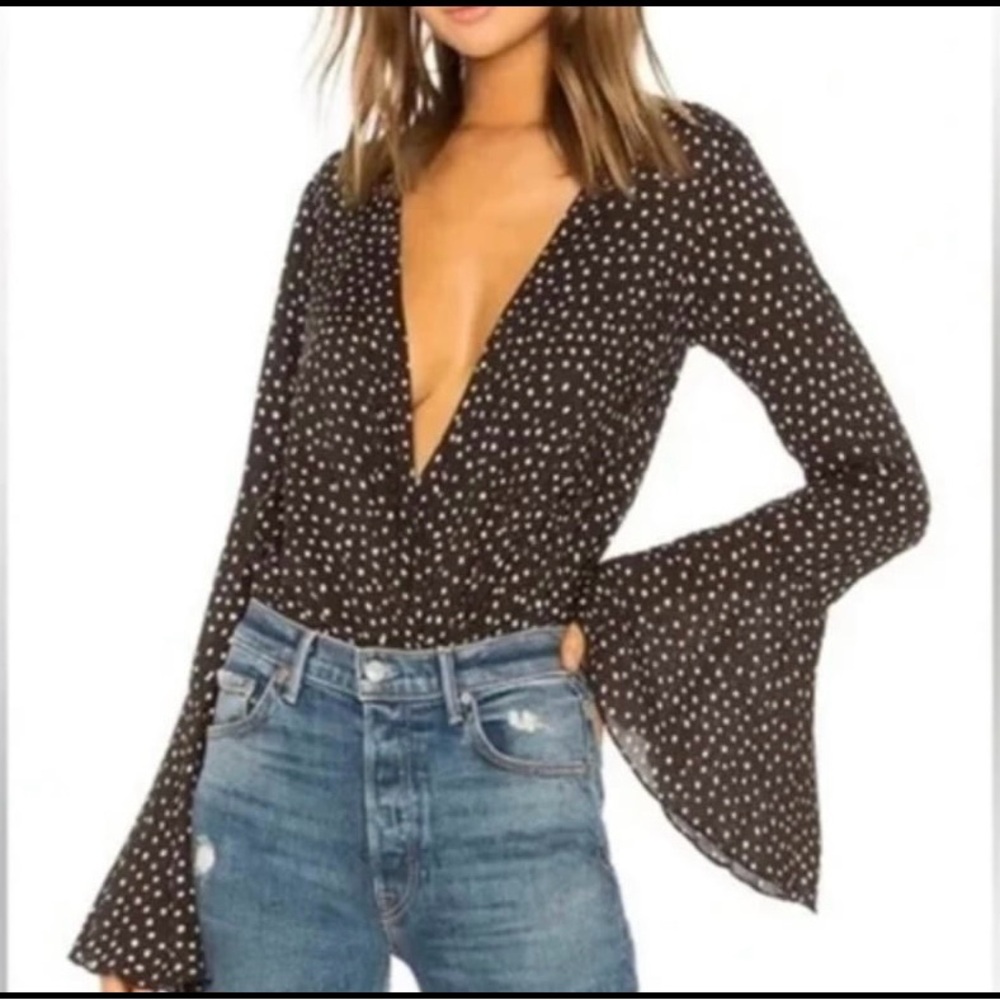 Free people Black and White Polka Dot Women's bodysuit